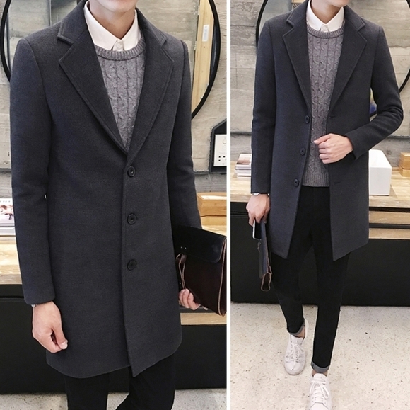 Joseph Abboud wool and cashmere blend heathered black overcoat - Picture 1 of 8
